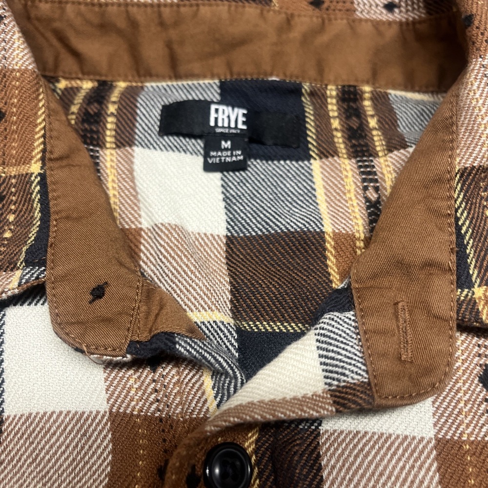 FRYE Mens Plaid Flannel Shirt Long Sleeve Button Up Western Style Size Medium - Picture 3 of 6